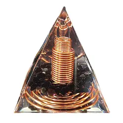 Alambre de cobre en espiral de 6CM, pirámide de orgón, obsidiana, energía curativa, adorno de meditación de Yoga