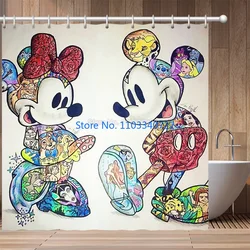 The New Mickey Mouse Minnie Shower Curtain 1pcs Cartoon Bath Screen Curtains with Hooks for Bathroom Decor Waterproof