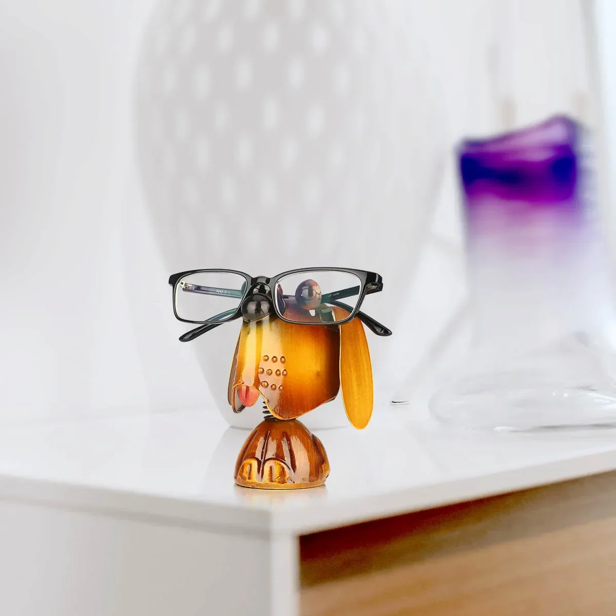 Metal Creative Home Furnishings Study Desk Cartoon Cute Puppy Animal Glasses Frame Iron Crafts Desk for Desk Eyeglasses Retainer