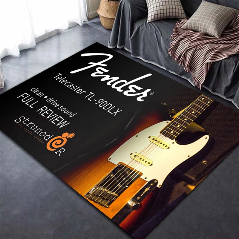 Fender Guitar Pattern Carpet for Living Room, Large Area Rugs, Bedside Floor Mat, Home Design, Sofa, Table, Bedroom, Decorative