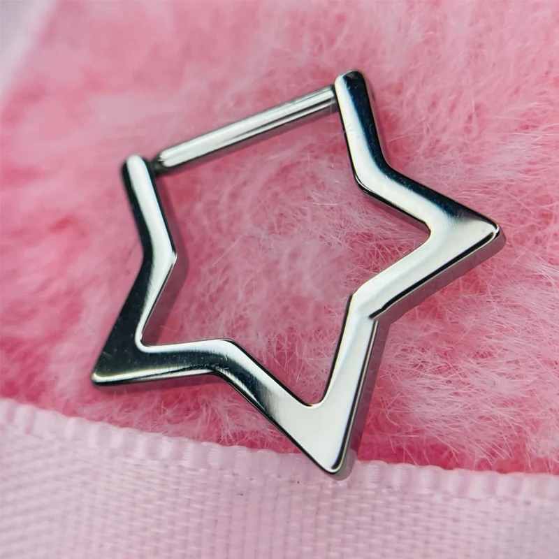 Y2K Jewelry Stainless Steel Star Nose Septum Piercing Accessories Goth Fashion Charm Punk Grunge Body Piercing Nose Rings