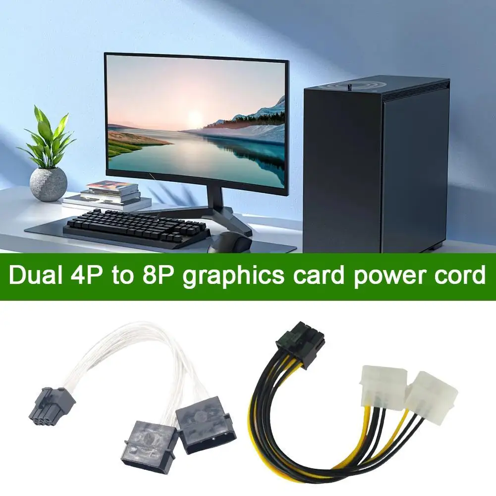 4Pin คู่กับ8Pin การ์ดวิดีโอตัวผู้ตัวเมียสายไฟ8ขา PCI Express TO DUAL 4 PIN Molex กราฟิกการ์ดเชื่อมต่อกับสายไฟ