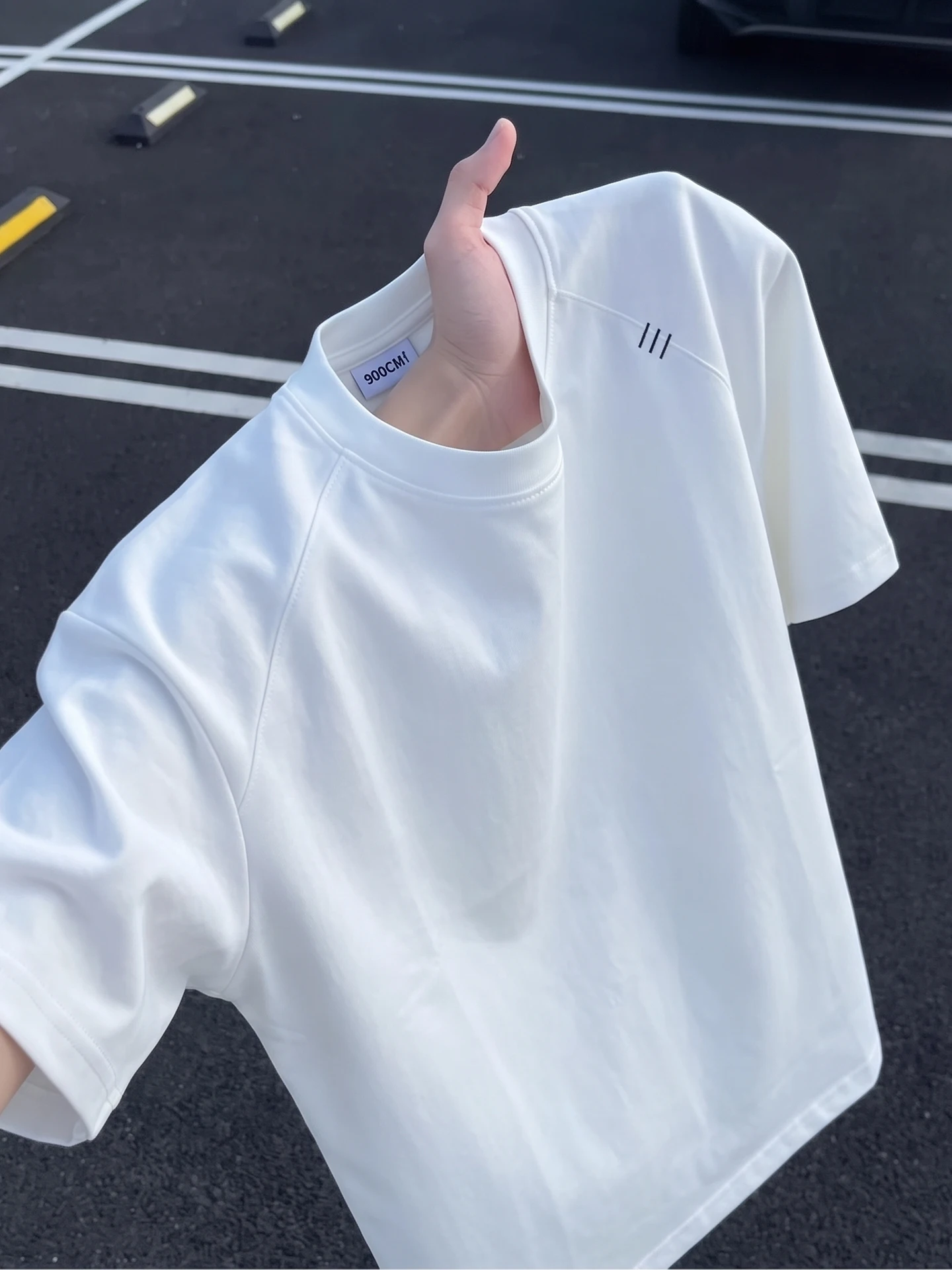 White Deconstructed Embroidered Quick Dry Short Sleeve Men's T-Shirt Thin Small Collar Casual Versatile Half Sleeve Top