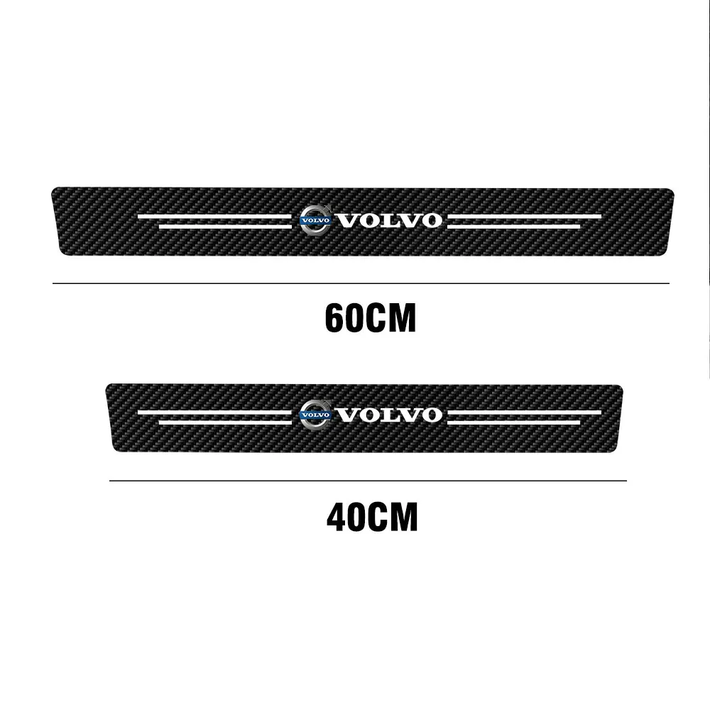 4pcs Leather Car Door Plate Sill Anti Scuff Protect Welcome Pedal Threshold Sticker For Volvo T6 AWD C30 C70 S40 S80L XC60 V90