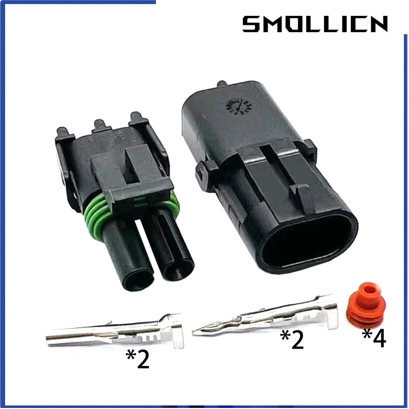 2 Sets 2 Pin 12015792 12010973 Delphi GM 2.5 mm Series Female Male Injector Socket Waterproof Automobile Cable Connector Plug