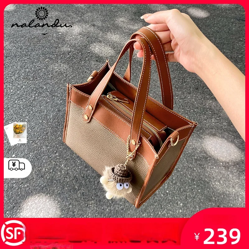 Narandu Women's Bag 2023 New Handbag Women's Small Tote Bag Retro Messenger Bag Genuine Leather Women's Bag Shoulder Bag