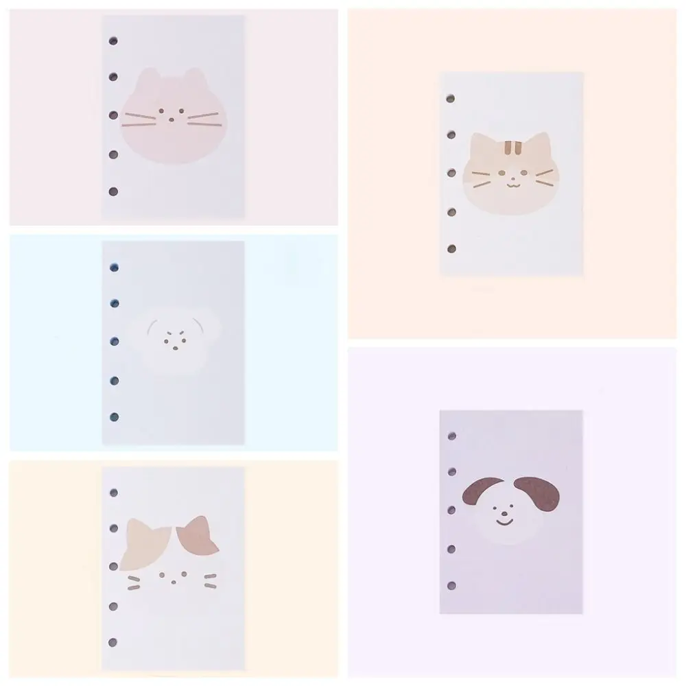 Cat M5 Loose Leaf Refill Paper Dog Cartoon Refill Spiral Binder Inner Pages Paper Stationery 5-hole Notebook Index Divider Paper