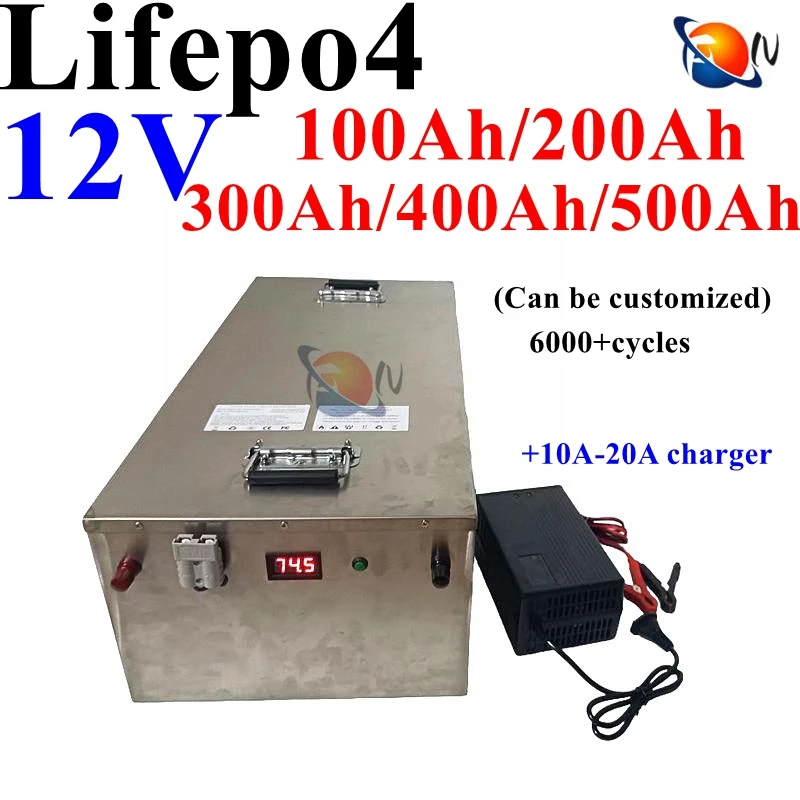 12V 100Ah 200Ah 250Ah 300Ah 350Ah 400Ah 500Ah Lifepo4 Battery for RV Motorhome Solar System Inverter