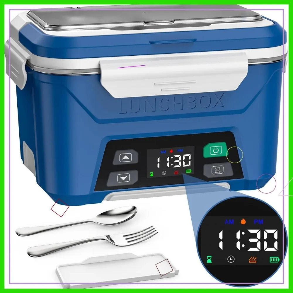 Cordless Electric Lunch Box with Auto Heat, 5.5 Cup Capacity, Removable Divider for Portable Food Warming