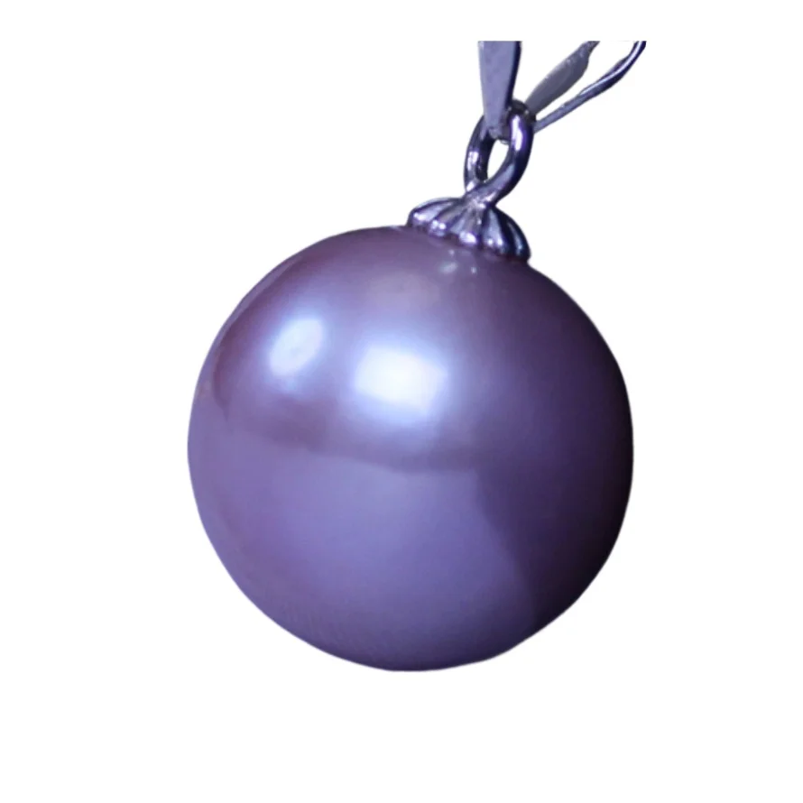 

Charming Huge 15mm Natural Sea Genuine Purple Lavender Perfect Round Pearl Necklace Pendant 51120AAA