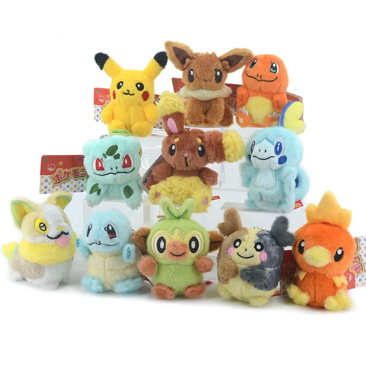 

Hot Pokemon Torchic Squirtle Sobble Yamper Plush Doll 12cm Pendant Stuffed Bulbasaur Pendant Keychain Plush Gift Toy 50PC/lot