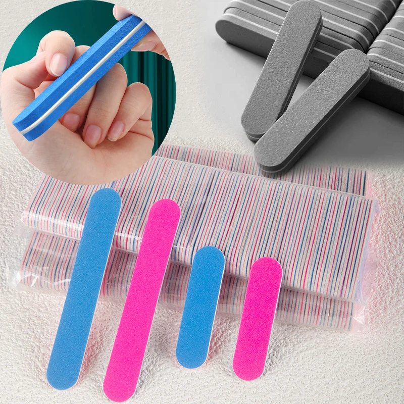 Mini Double-Sided Nail Files Set Wood Sanding Buffer Blocks Gel Polish Manicure Tools for Women