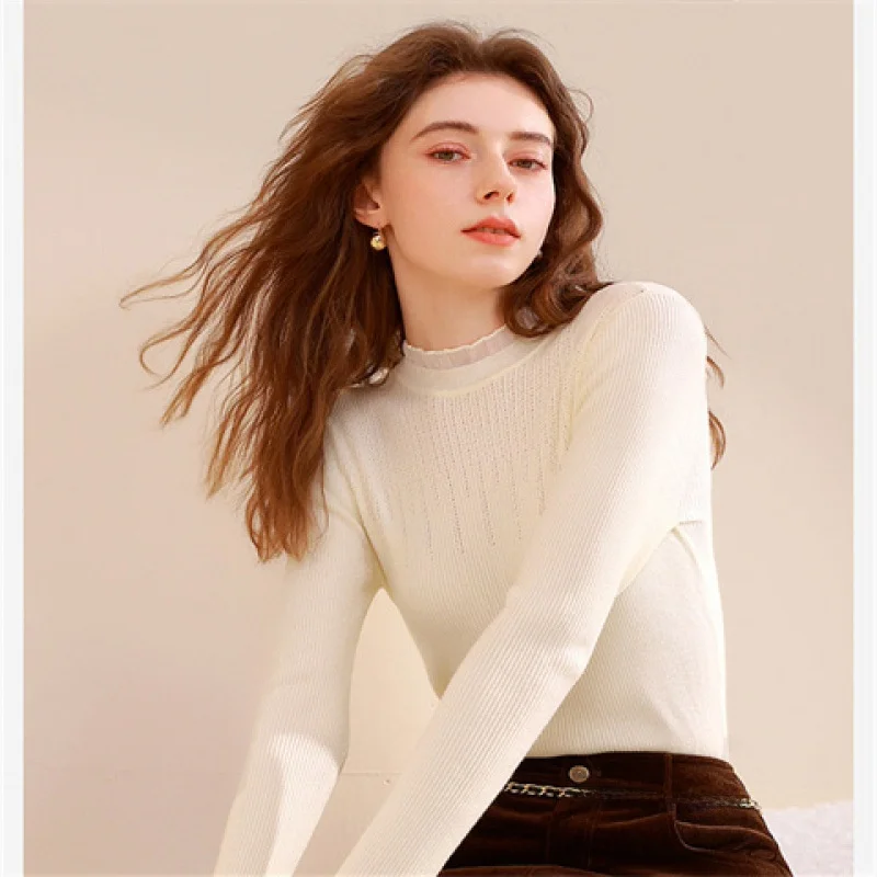 

Вязаный свитер Mid-Ne Ogees, женский модный осенне-зимний новый Sle f, внутренняя одежда, облегающий топ