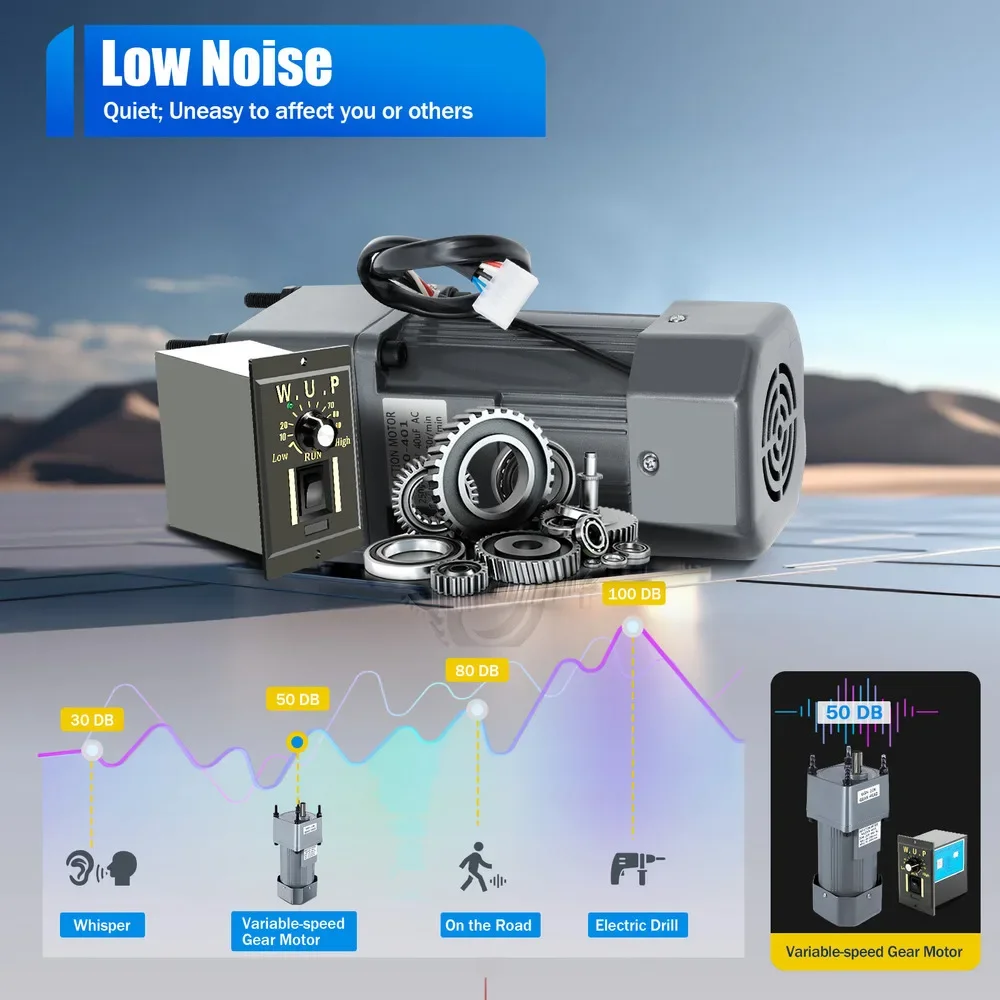 Motoriduttore CA 110 V 250 W con regolatore di velocità - Motore reversibile in metallo a basso rumore, controllo della velocità variabile per macchinari, automazione