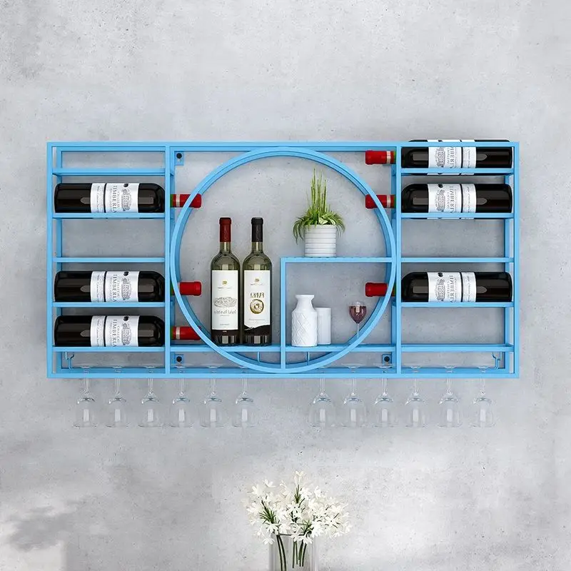 Bar wine rack simple red wine cabinet wall hanging wrought iron creative storage display rack