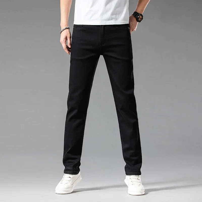 2026 New In Classic Style Summer Men\'s Slim Fit White Jeans  Quality Business Fashion Cotton Stretch Denim Pants Brand Trousers