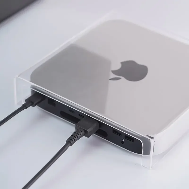 Funda protectora de alta claridad con puertos de cable, cubierta acrílica transparente a prueba de polvo para Apple Mac Studio/Mini M4/M2