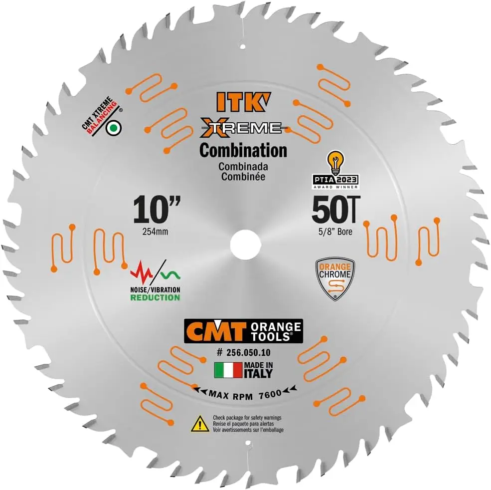 

10-Inch 50 Teeth Industrial Combination Saw Blade with 5/8-Inch Bore, Ideal for Wood and Metal Cutting