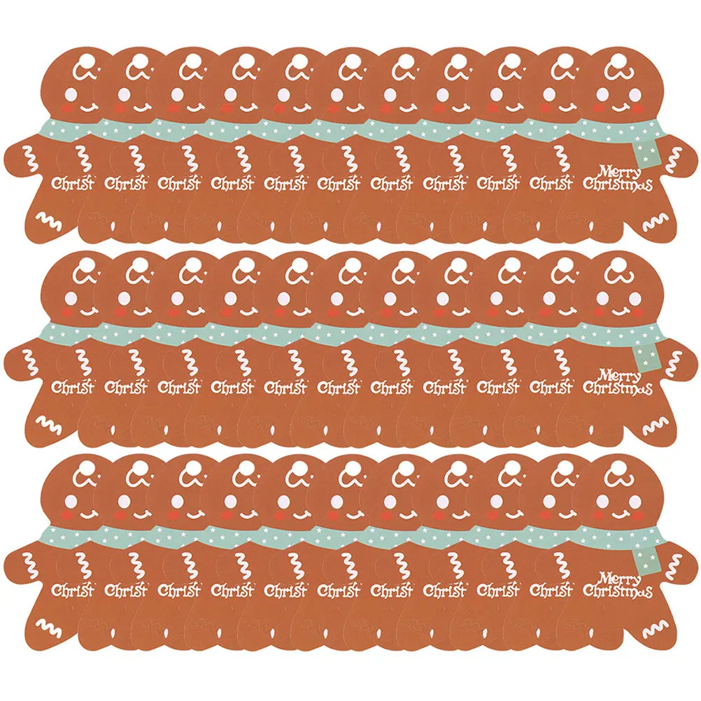 

100 шт. рождественских подарочных бирок из крафт-бумаги в форме пряничного человечка, декоративные бирки для подарочных пакетов на Рождество, товары для рукоделия