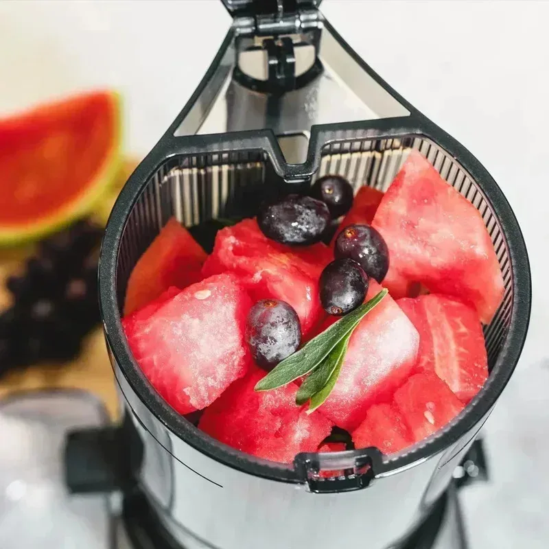 عصارة BELLOmega سهلة التنظيف وبطيئة المضغ للخضروات الباردة. سلسلة مستخرج عصير الفاكهة جهد. عصير الدفعة. كبير، علي