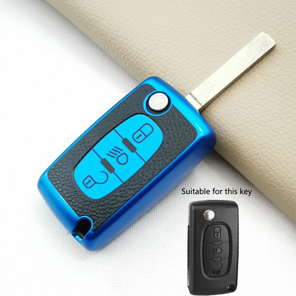 Durable TPU Car Key Cover Case For Citroen C2 C3 C4 Picasso Xsara Berlingo C5 C6 C8 For Peugeot 3 Buttons Remote Protect Shell