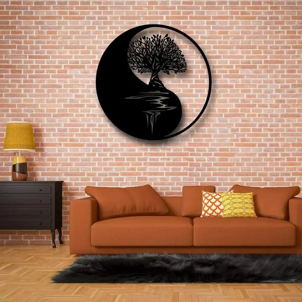 CIFBUY Decoration Metal Wall Art Decor Tree of Life Wall Art Yin Yang Metal Wall Hangings Home Living Room Interior Decoration M