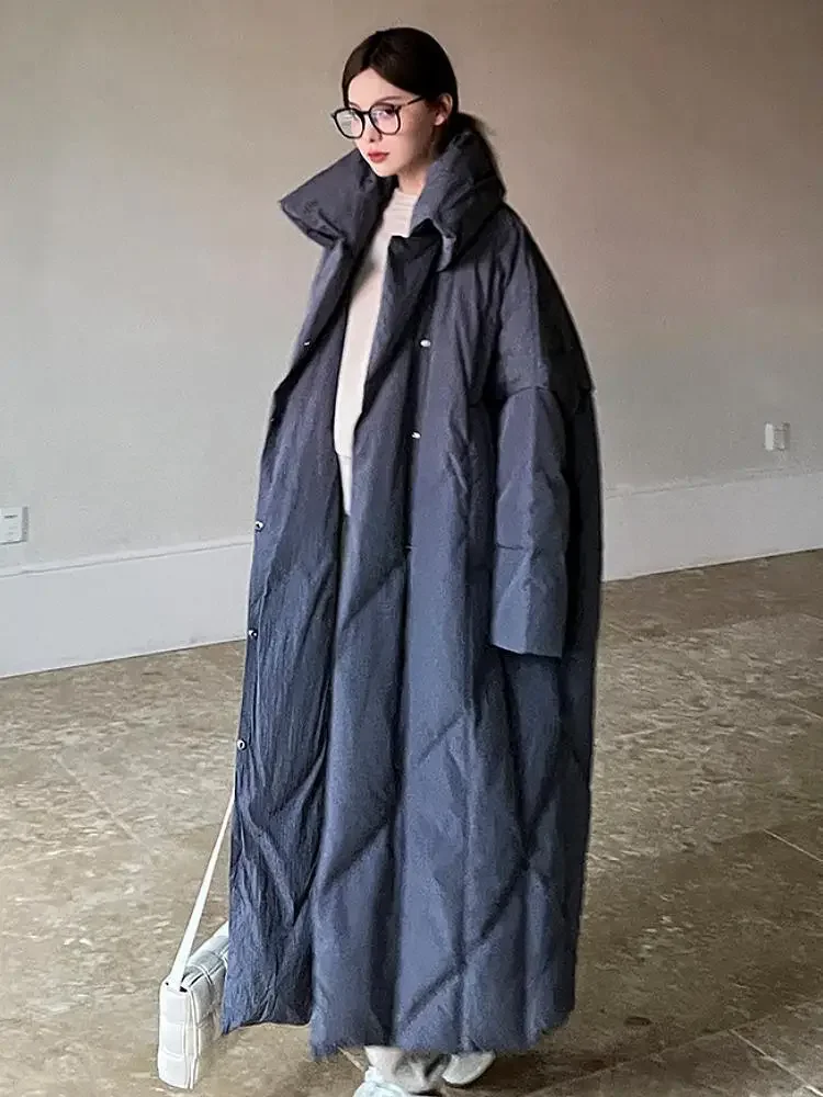 

Winter Women’s Solid Color Stand Collar Long Sleeve Simple Basic Loose Casual Trendy Daily Quilted Coats Female Parkas Clothes