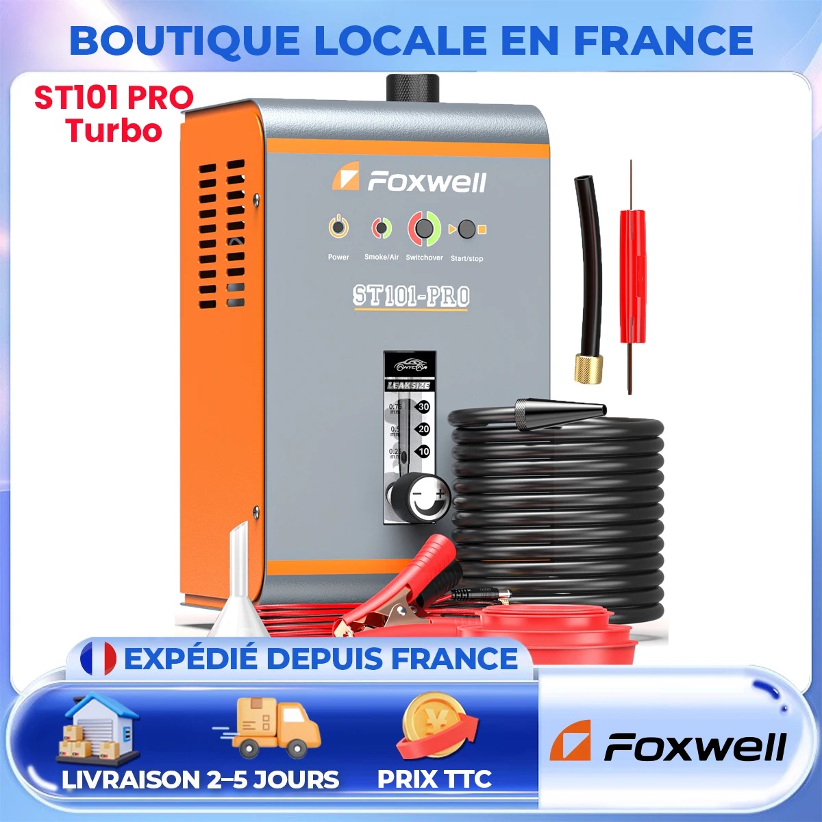Image of FOXWELL ST101 PRO Kfz-Rauchleckdetektor Turbo 1,2 Bar Eingebaute Luftpumpe EVAP EGR Ansaugvakuum-Lecktester Rauchmaschine