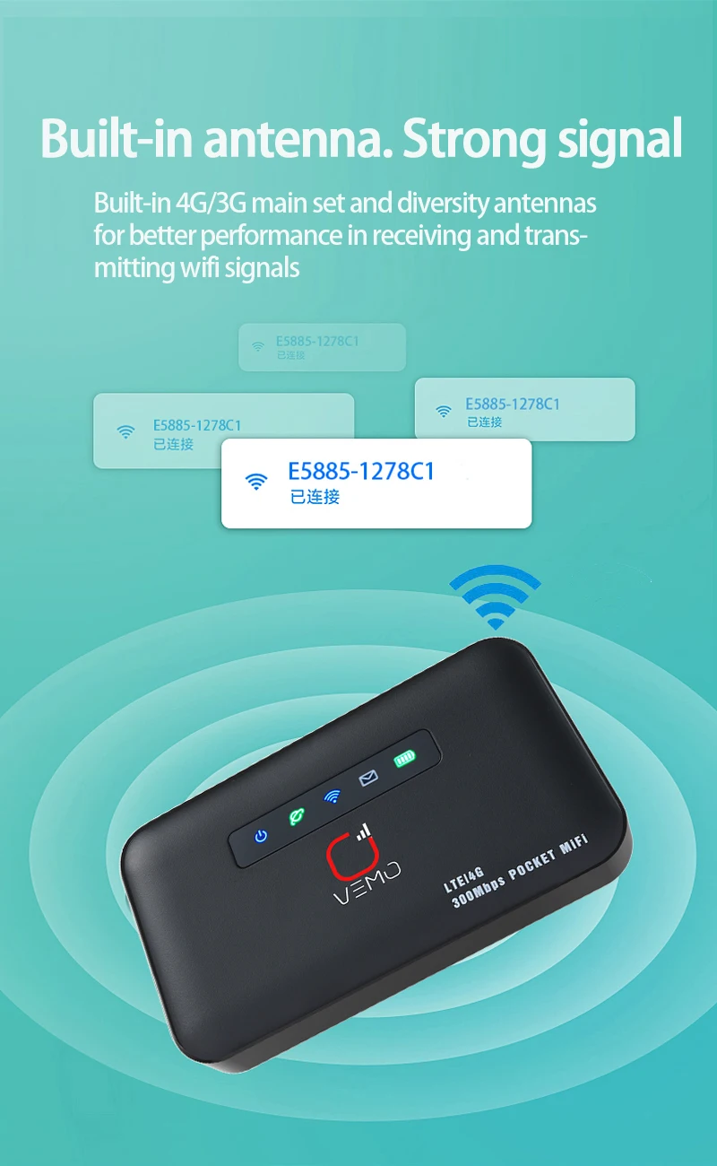ポケットwifiルーター,e5885,4g lte,300mbpsモバイルホットスポット,SIMカード用ワイヤレスミニリピーター
