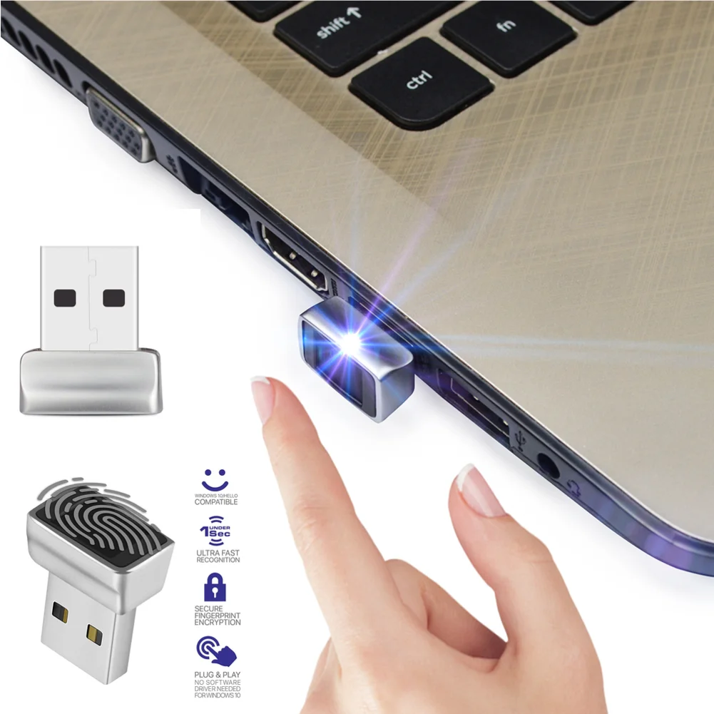 

USB Fingerprint Key Reader FIDO U2F Biometric Fingerprint Scanner Windows Hello Anti-Spoofing Biometric Mini Security Key Dongle