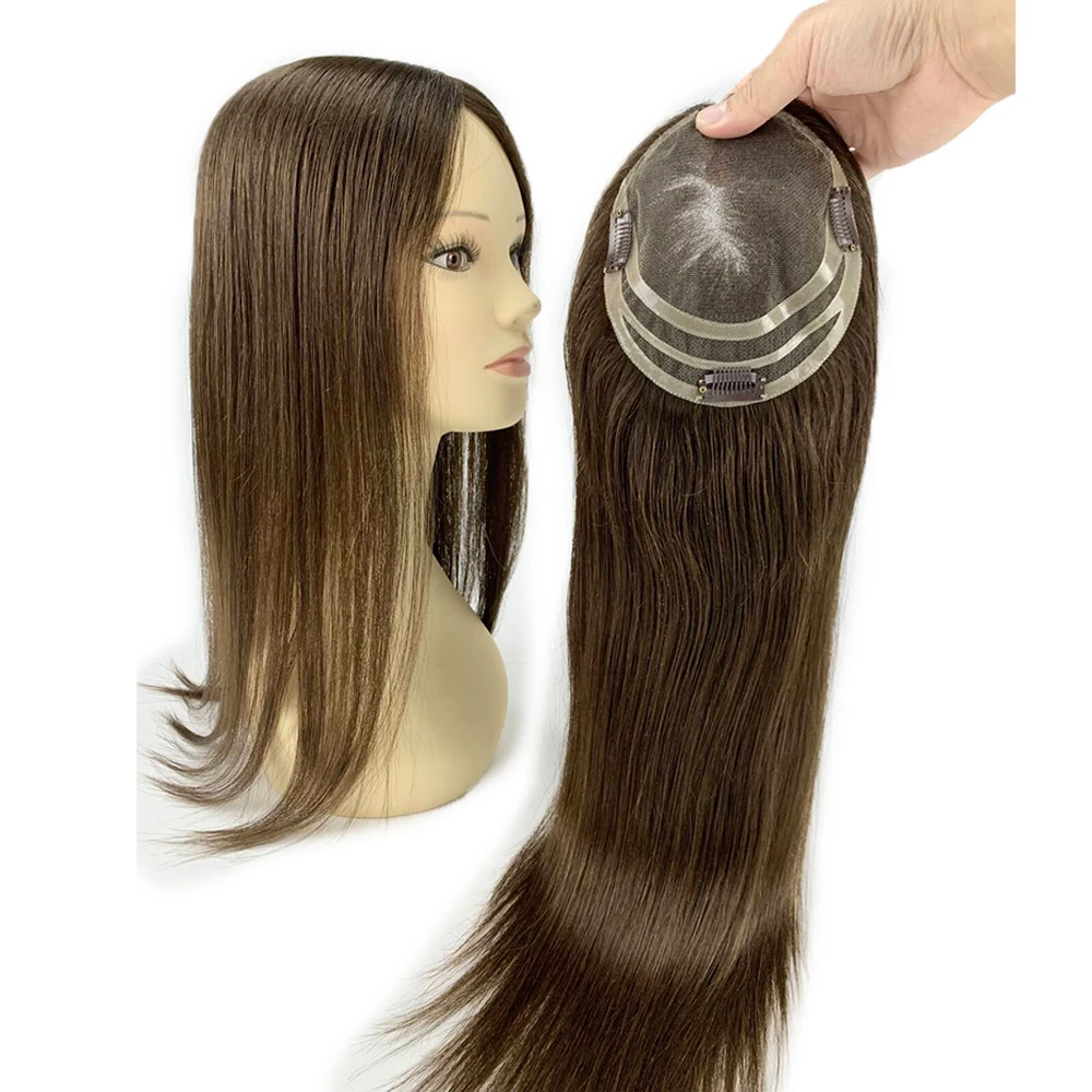 Brazilian 5.5x6inch 100% Real Virgin Human Hair Toupee for Women Dark Brown Color #2 16inch 20inch Wholesale Price