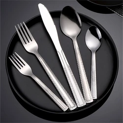 Silver Stainless Steel Cutlery Western Style Dinnerware Tea Dessert Ice Cream Scoops Fork Knife Spoon Tableware Kitchen Accessor