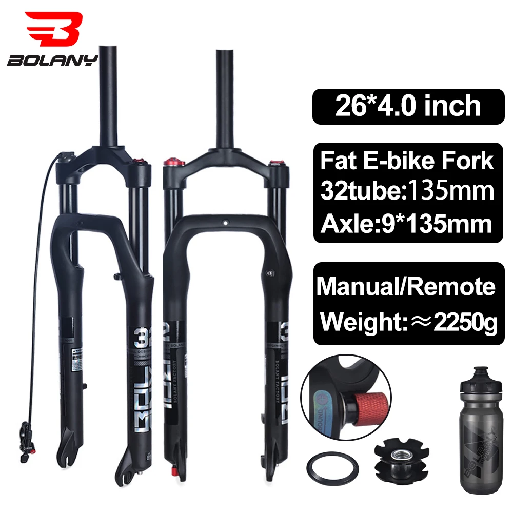 BOLANY Snow Bike Suspension 26inch Aluminum Alloy Air Gas Fork For Fat 4.0\