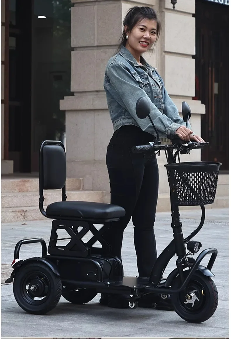 mini lightweight assist car 350W motor 48V25AH lithium battery, e- scooter New small folding elderly transportation tricycle