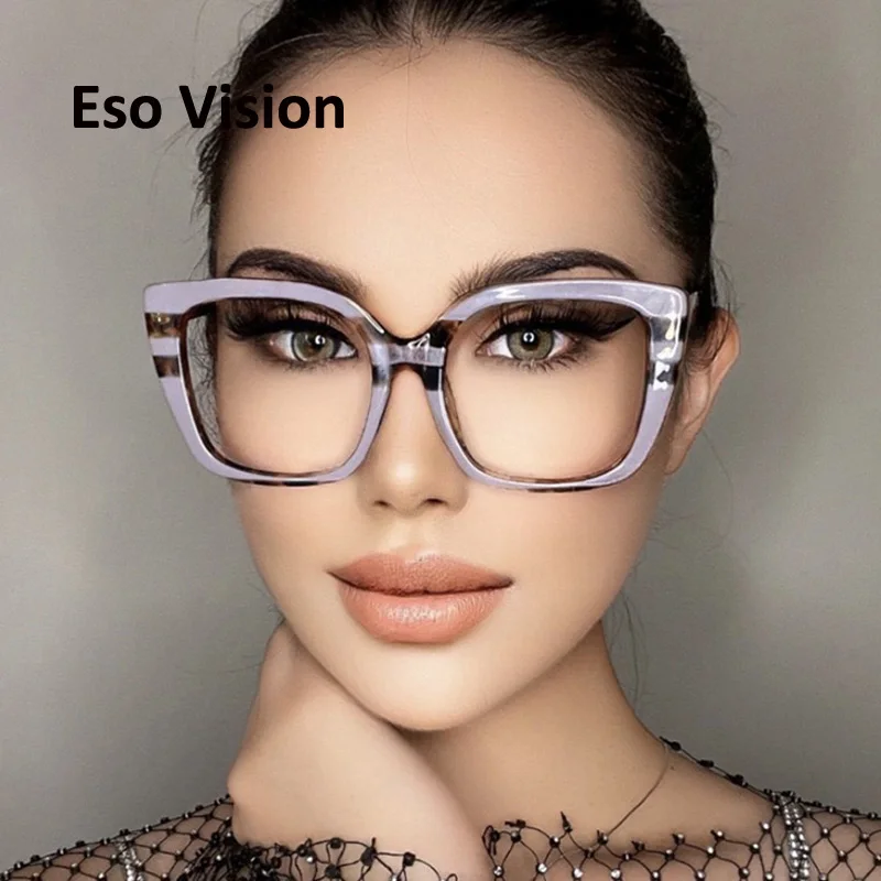 Eso Vision Square Prescription Reading Glasses Anti Blue Lens Light Woman Man Fashion Female Myopia eyeglasses Frame 2.0 4.0 6.0