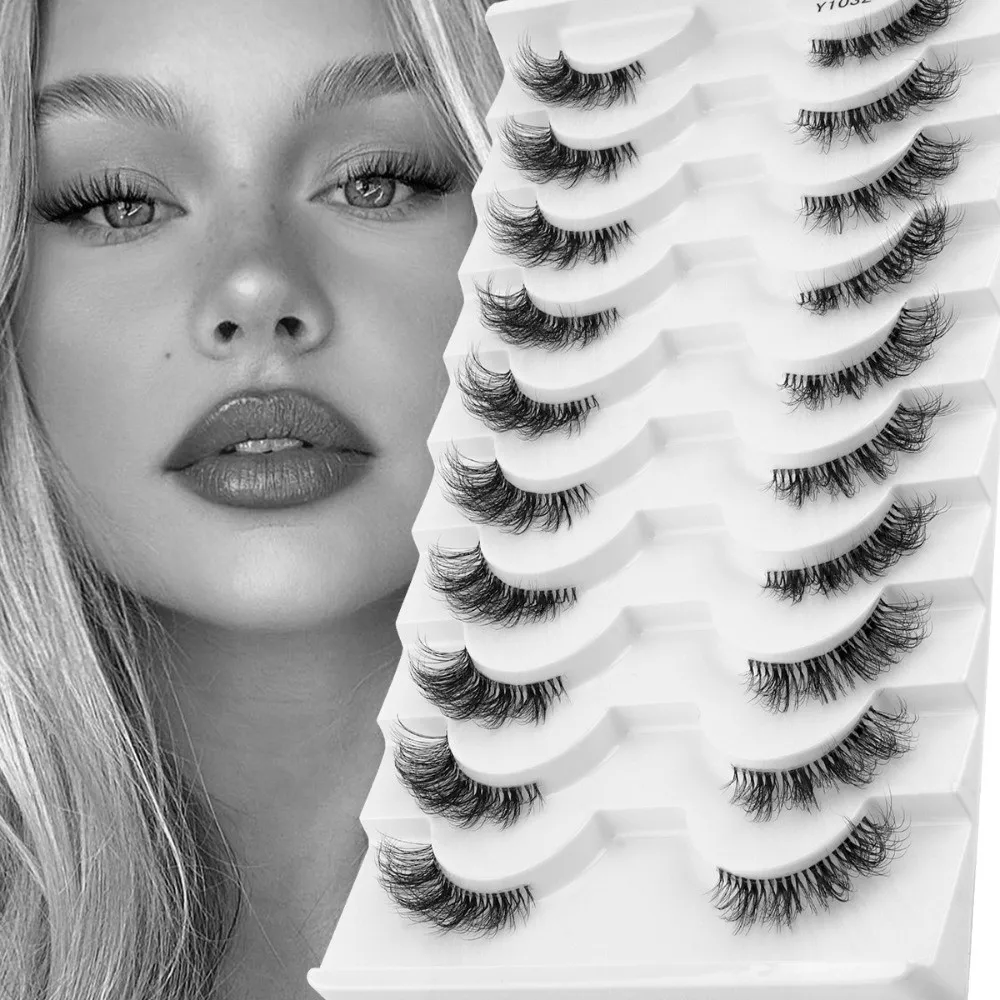 10 Pairs/Box Black Thick Fluffy False Eyelashes 8-12MM Easy To Wear DIY Lashes Extension Lightweight Eye Makeup