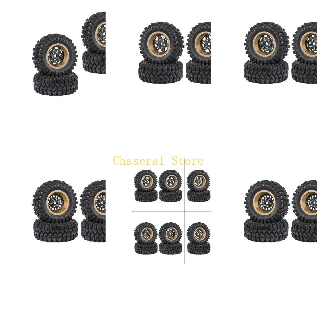

E7CE Remote Control Model Rubber Car Supplies Beadlock Wheel Mud Terrain Tires Set Wheel Tires Detachable Fine Car Parts