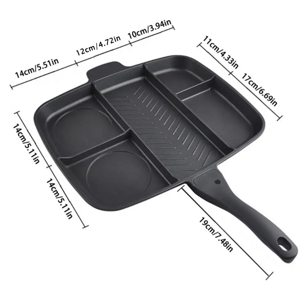 Multi-Function 5 In 1 non-stick frying pan aluminum alloy smokeless split grill pan all a cooked breakfast images - 6