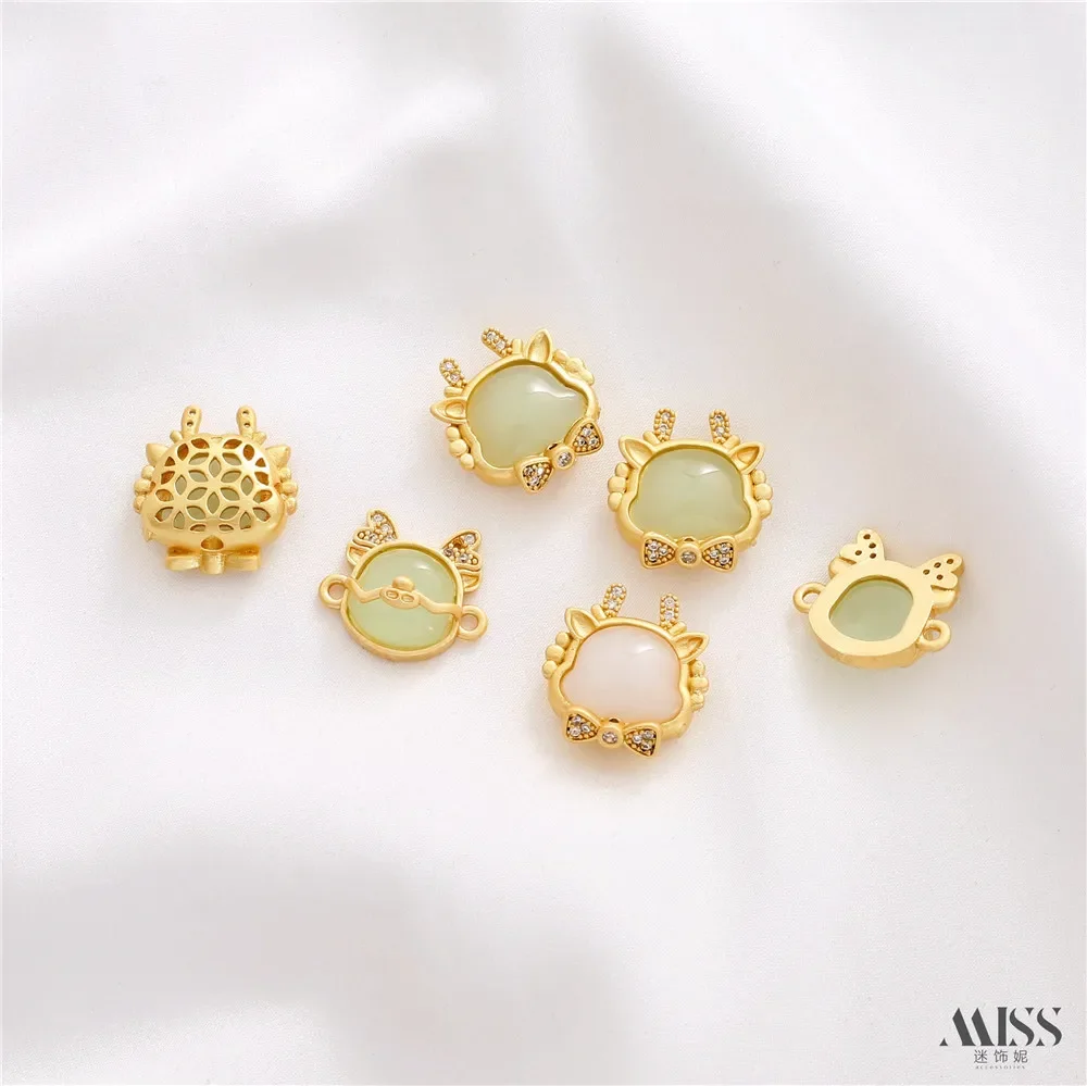 كتم الذهب الذهب القديم مطعمة اليشم التنين حبة التقسيم مزدوجة قلادة عصابة سوار ذاتي الصنع قلادة سلسلة مجوهرات اكسسوارات