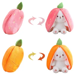 Random 1 Pcs 18cm Cute Stuffed Toys Strawberry Rabbit Radish Rabbit Plush Toys Zipper Doll
