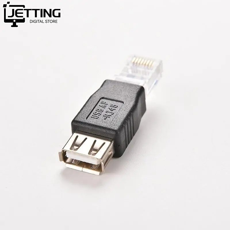 PC Crystal Head RJ45 Male to USB 2.0 AF A Female Adapter Connector Laptop LAN Network Cable Ethernet Converter Transverter Plug