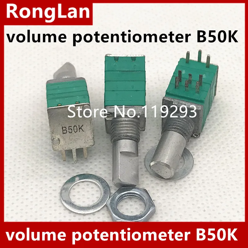 [BELLA]Taiwan- precision potentiometer with switch double B50K sealed stereo volume potentiometer axle 15MM--10PCS/LOT