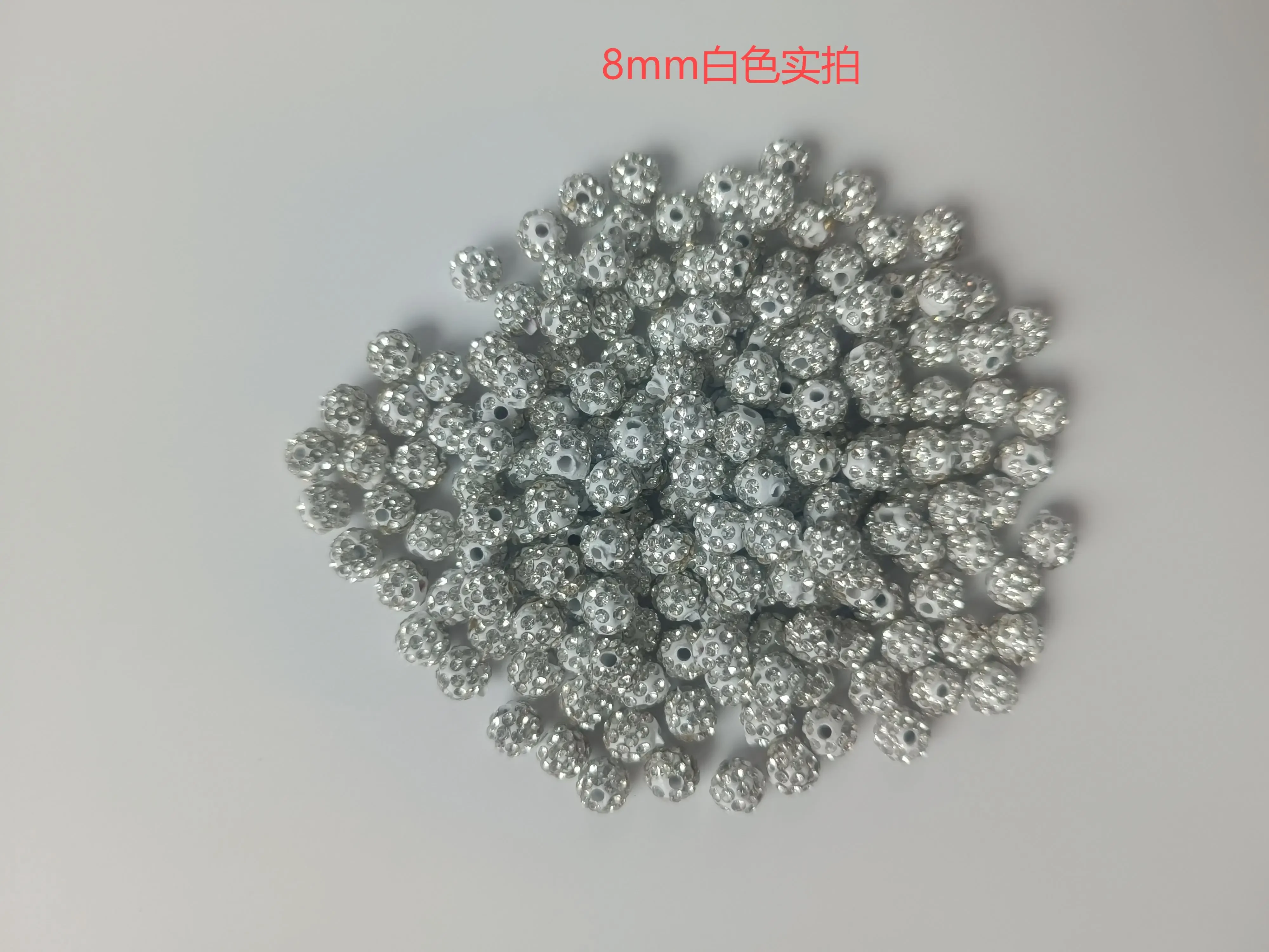 50pcs 4 6 8 10 12mm white Rhinestone Ball Beads Clay Paved Crystal Disco Spacer Beads For DIY Jewelry Making Necklace gh4s n3