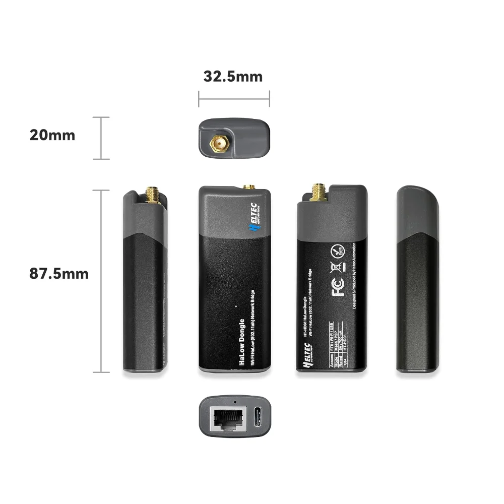 Heltec Wi-Fi HaLow ドングル 915Mhz ワイヤレス ネットワーク ブリッジ 1km 長い伝送範囲 IEEE 802.11ah ワイヤレス イーサネット ジャンパー