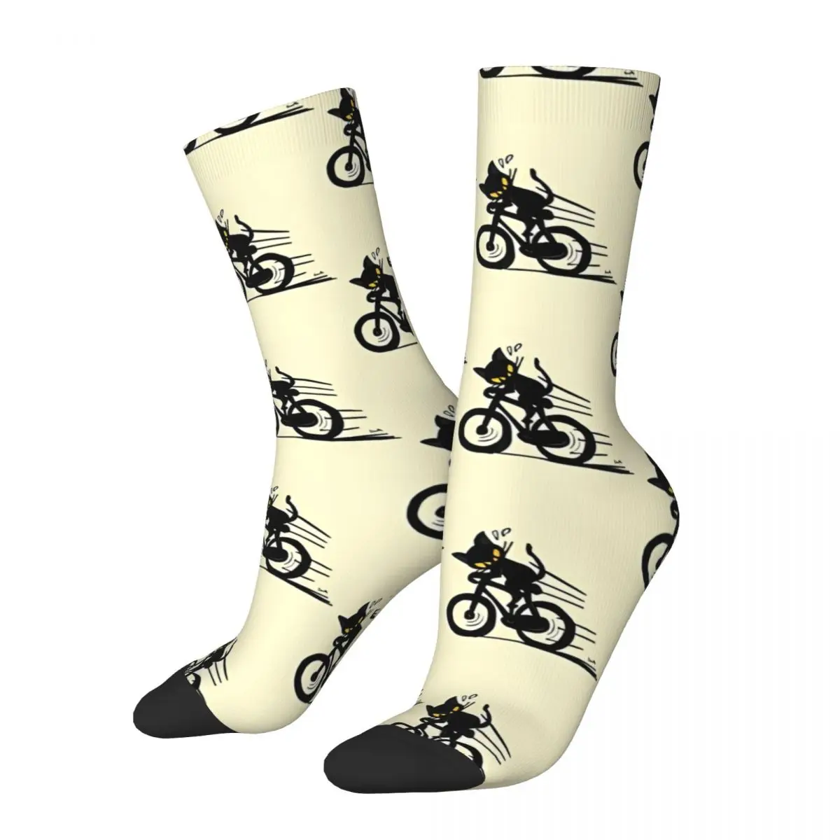 Funny Happy Sock for Men Bicycle Ride Vintage Riding Breathable Pattern Printed Crew Sock Novelty Gift