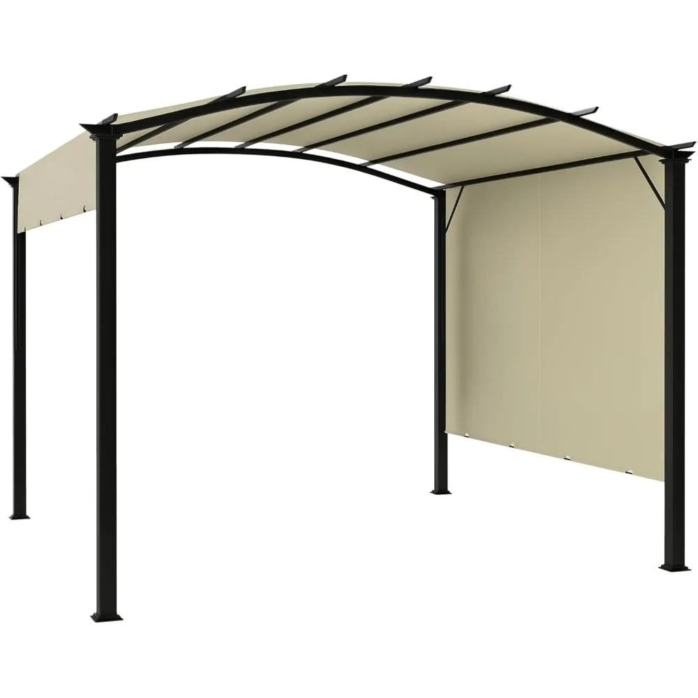 

11' x 11' Outdoor Retractable Pergola Canopy, Arched Sun Shade Shelter, Metal Frame Patio Canopy for Backyard, Garden, Porch, B