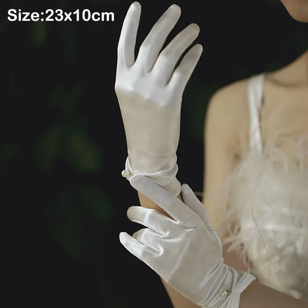 Events Activities Dress Solid Color Satin Gloves Satin Elastic Bridal Gloves Dance Mittens Women