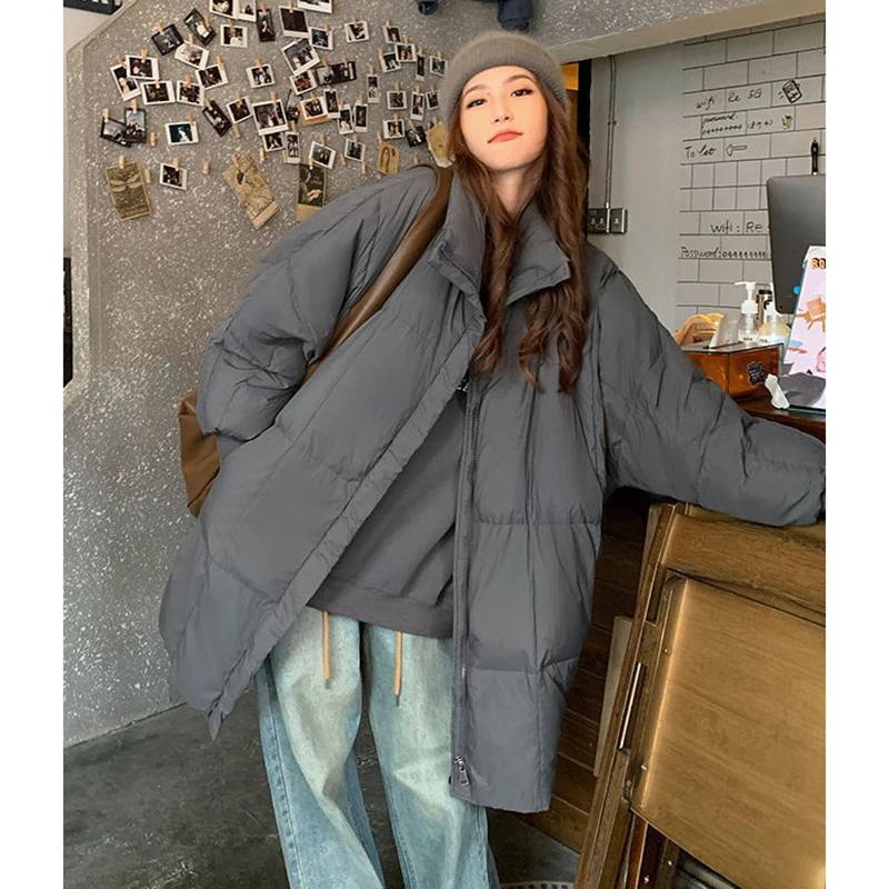 2024 New Bat Sleeve Down Cotton Coat Womens Winter Paraks Jacket Long Cotton-Padded Coat Large Size Loose Puffer Parkas Outwear