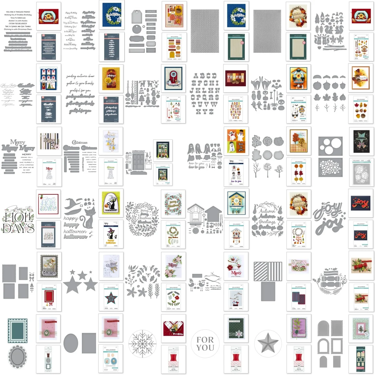 

July Autumn Halloween Holidays Christmas Ghost Cat Pumpkin Bat Cutting Dies Stamps Press Plate Stencil Wax DIY Scrapbook Craft