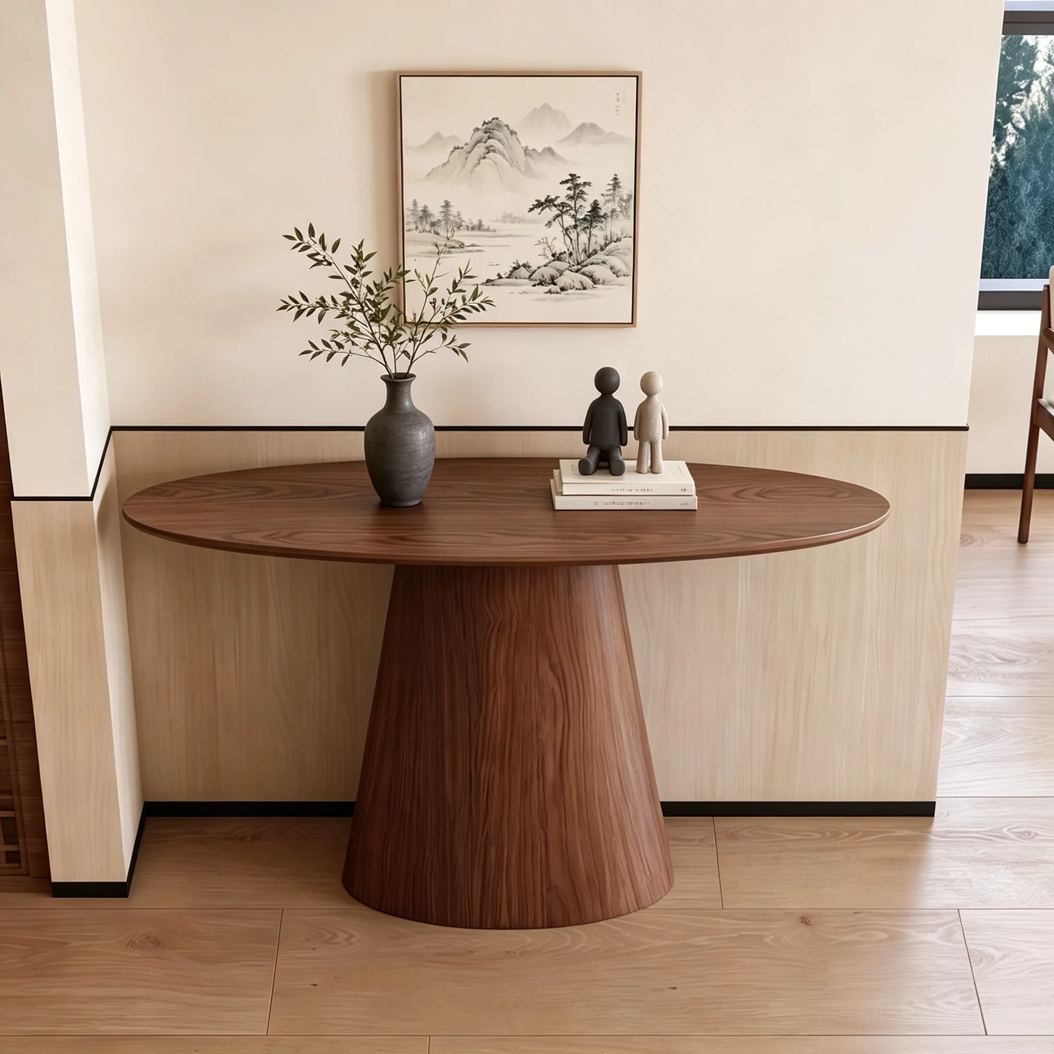 

Solid wood entrance table Classic walnut entrance against the wall Entrance table Household creative decoration against the wall